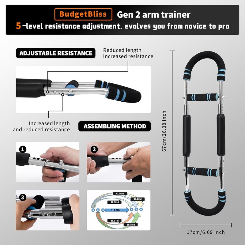 BudgetBliss Chest Workout Equipment, Twister arm Trainer, Adjustable 5 Resistance Levels Ergonomic Home Gym Equipment, Chest Workout Equipment for Daily Fitness and Muscle Building Training - Image 3